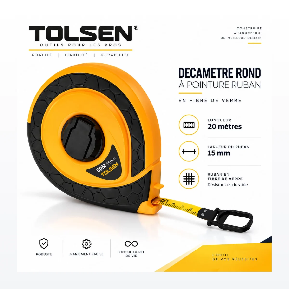 Décamètre Rond TOLSEN en Fibre de Verre