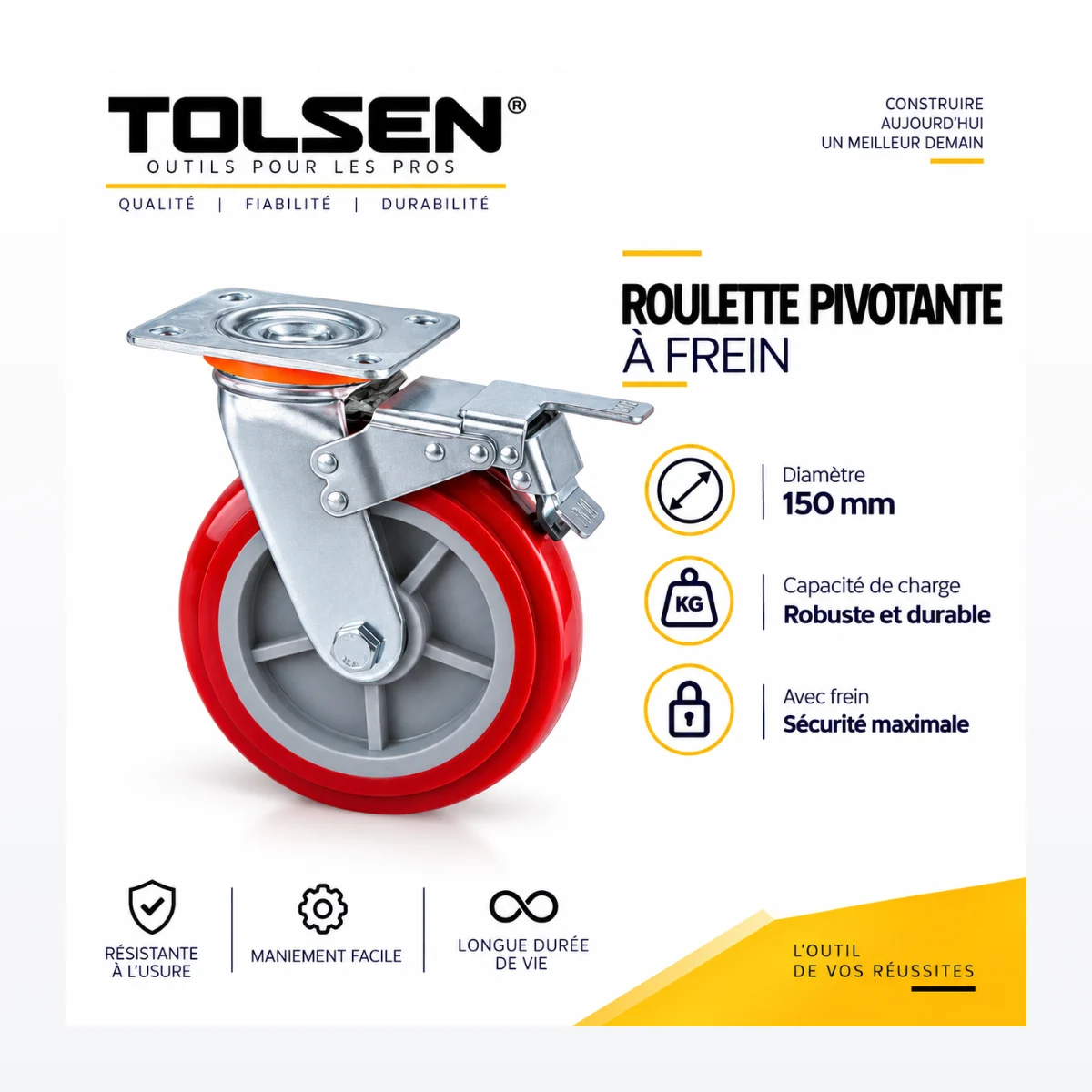 Roulette Pivotante à Frein TOLSEN