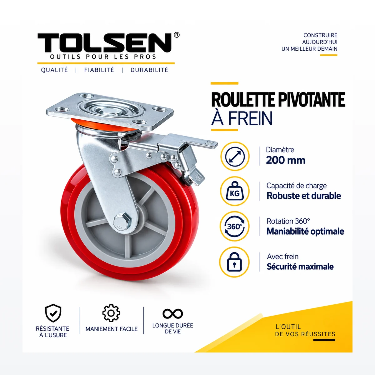 Roulette Pivotante à Frein Tolsen
