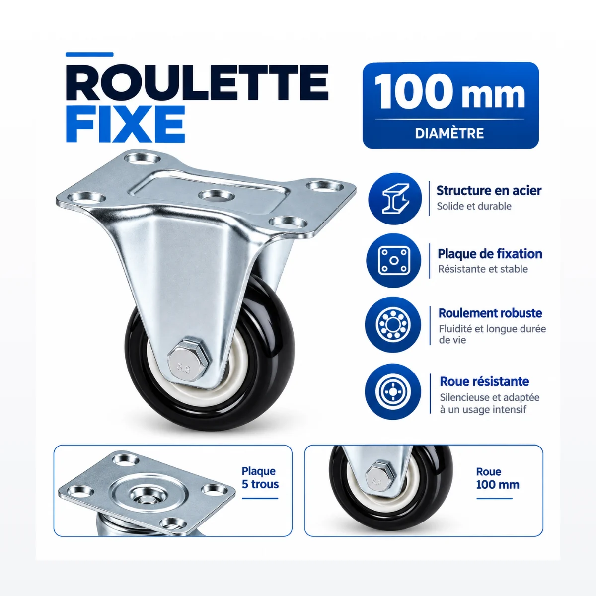 Roulette Fixe 100 mm