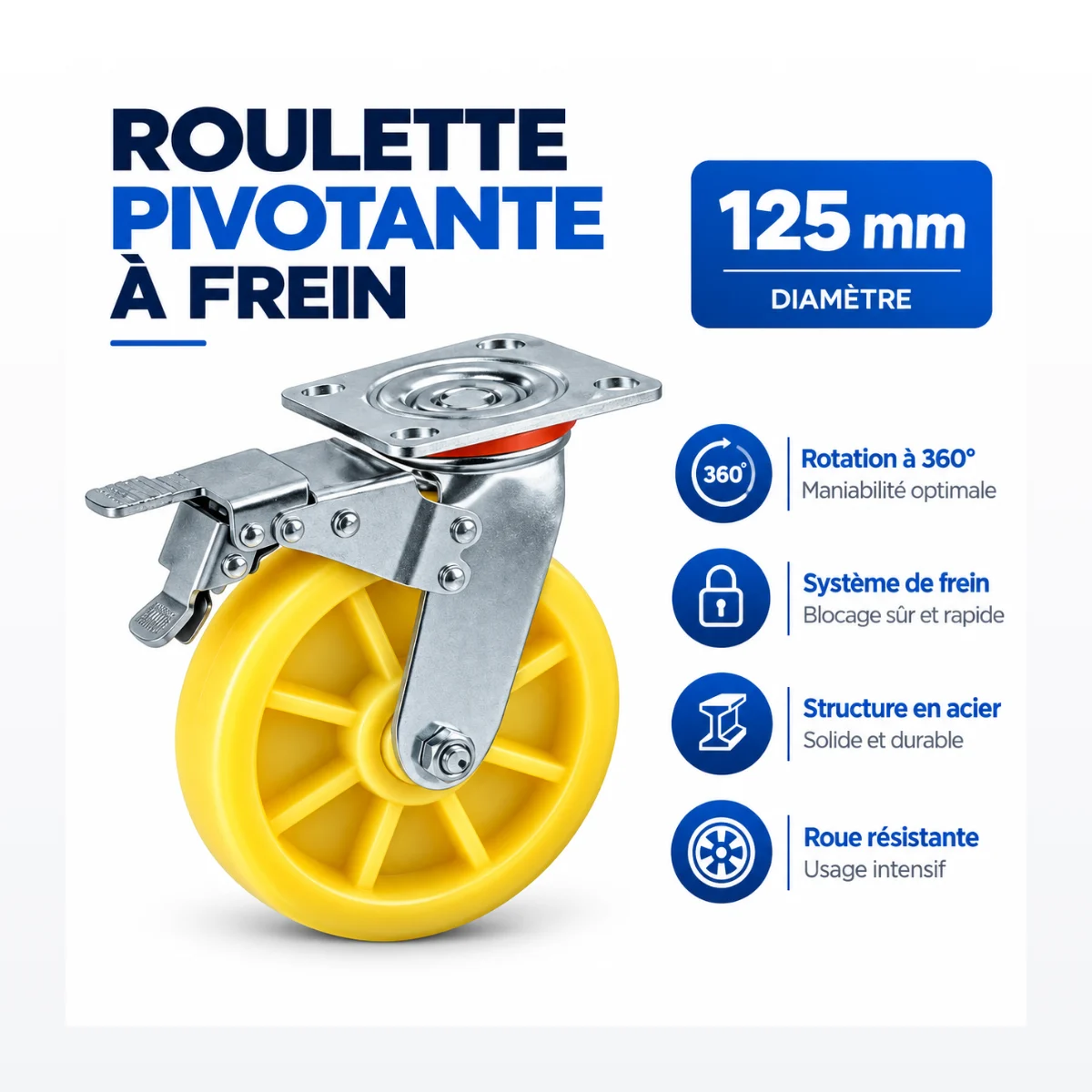 Roulette Pivotante à Frein