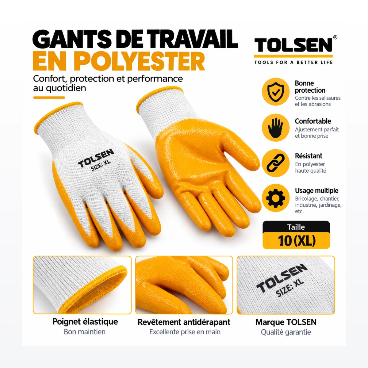 Gants de Travail en Polyester TOLSEN