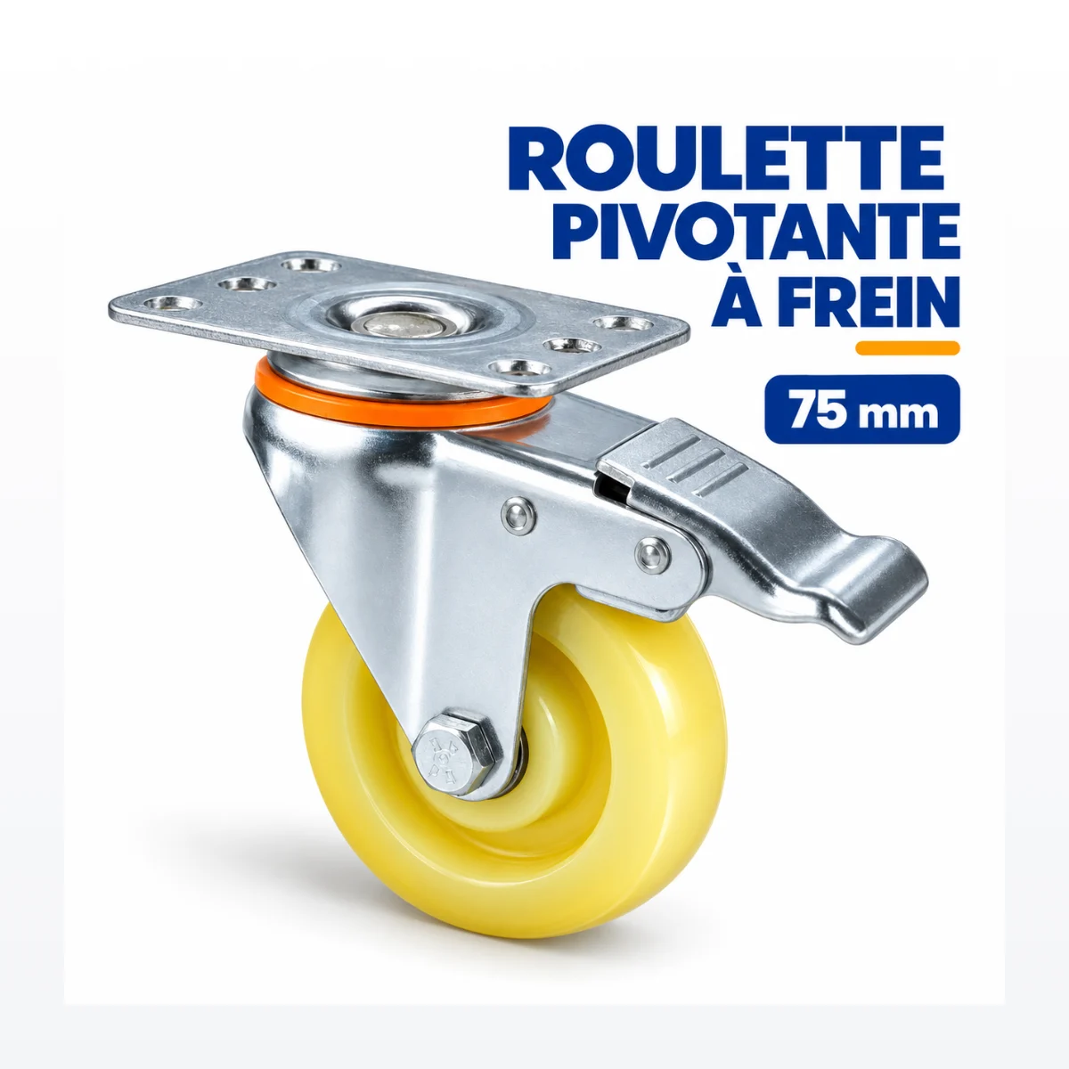 Roulette Pivotante à Frein 75 mm