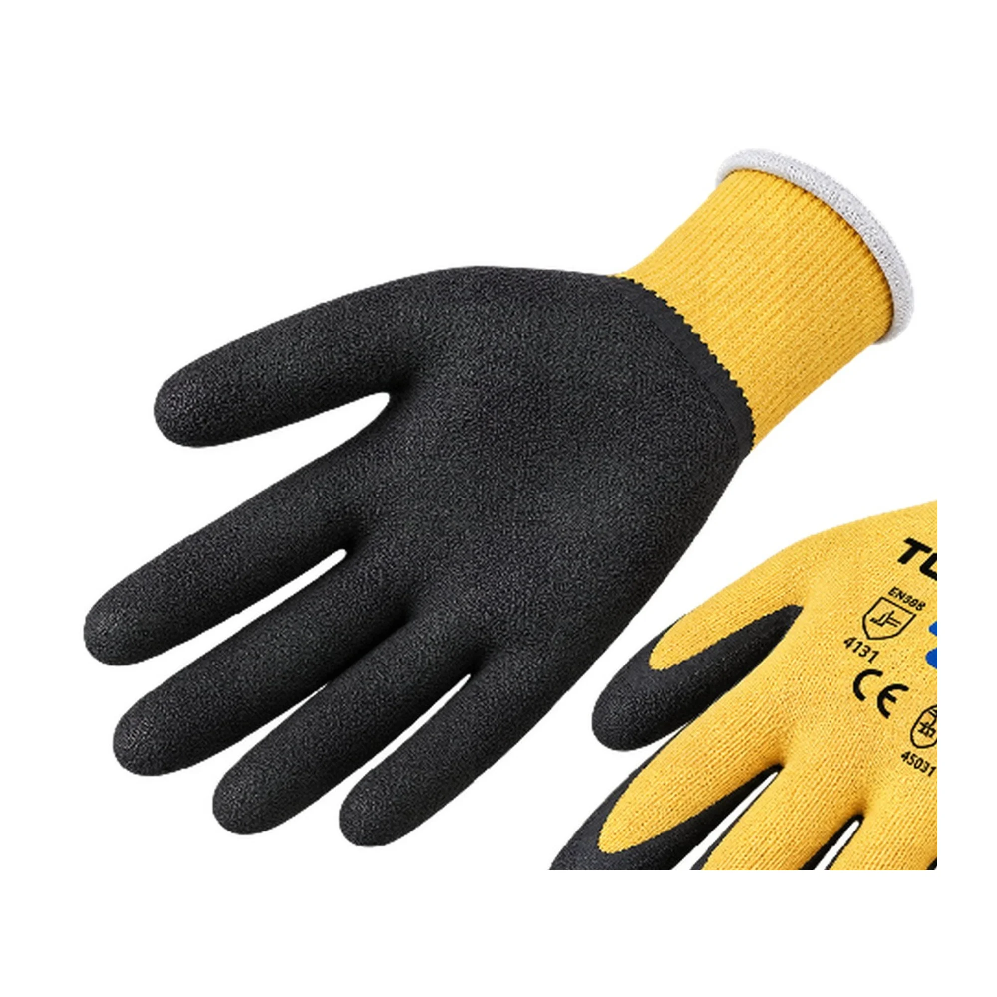GANTS DE TRAVAIL EN LATEX, MOUSSANT, VERT, FROISSÉ