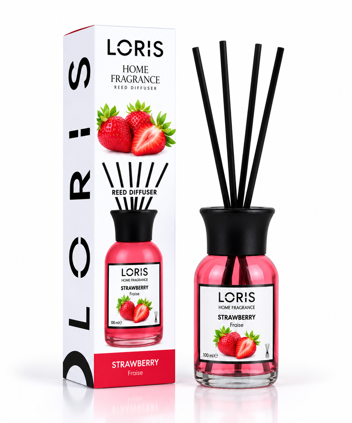 100ML Loris Home Fragrance Reed Diffuser - Fraise / Strawberry 100ml
